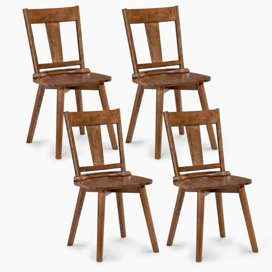 Dining Chairs Set of 4, Solid Wood Backrest, Walnut Dining Chairs Walnut at Gallery Canada