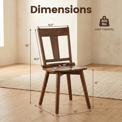 Dining Chairs Set of 4, Solid Wood Backrest, Walnut