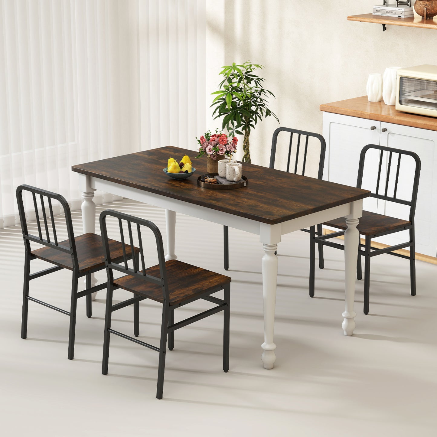 Chaises de salle à manger lot de 4, Brun rustique