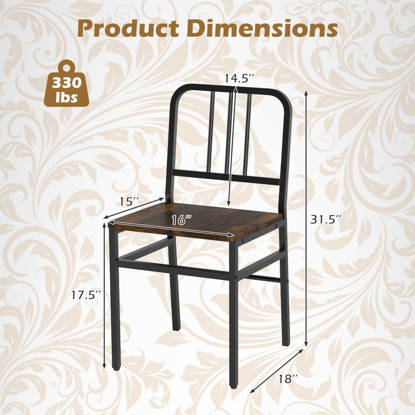 Chaises de salle à manger lot de 4, Brun rustique