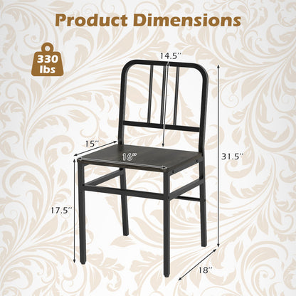 Ensemble de 4 chaises de salle à manger, dossier à lattes, cadre en métal, siège en bois, gris