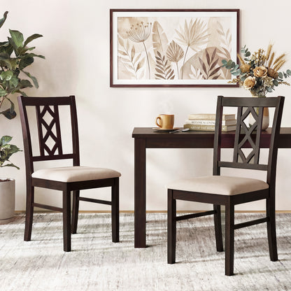 2-Piece Rubber Wood Dining Chairs, Hollowed Backrest, Walnut Dining Chairs at Gallery Canada