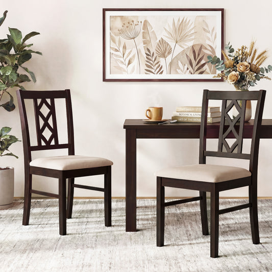 2-Piece Rubber Wood Dining Chairs, Hollowed Backrest, Walnut Dining Chairs Walnut at Gallery Canada