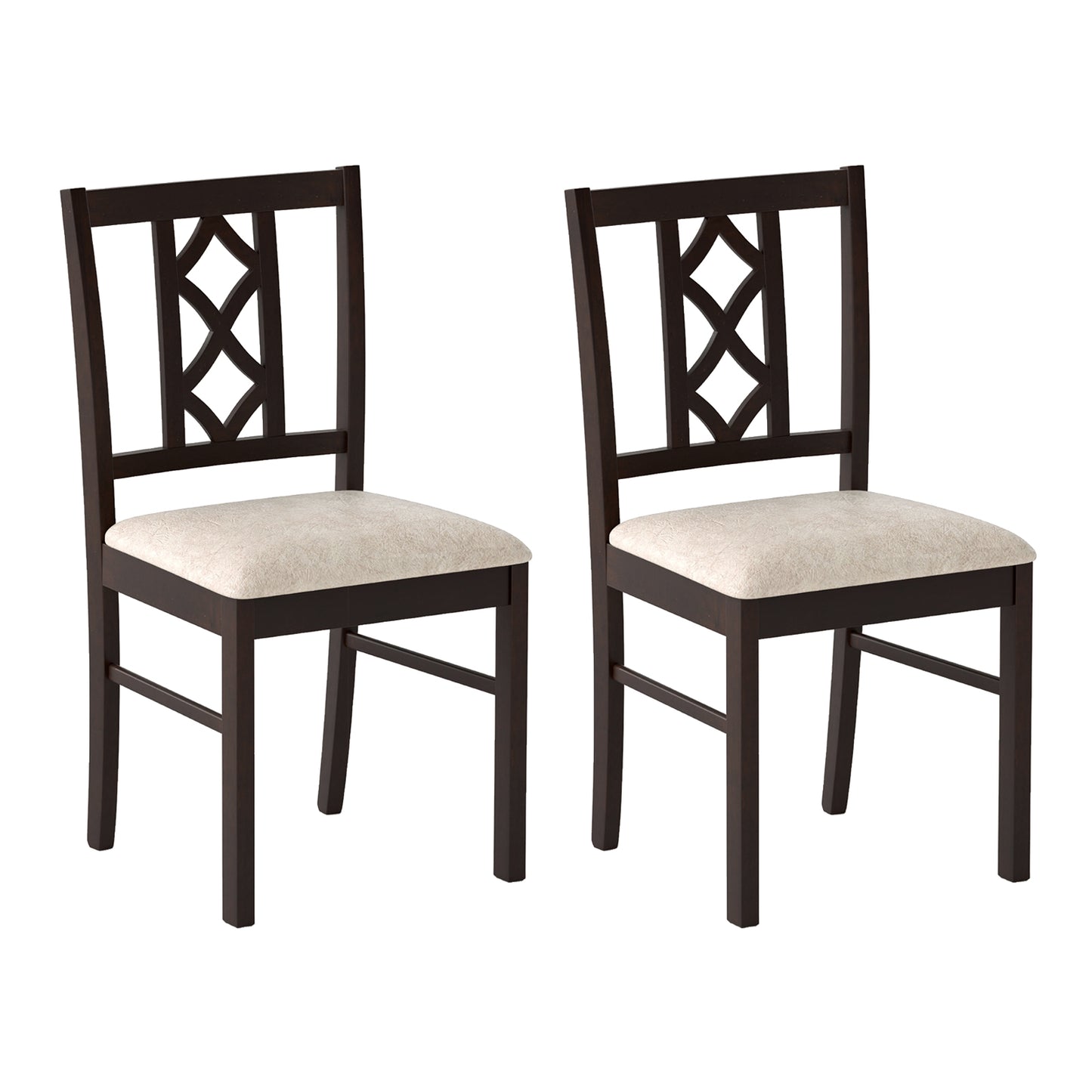 2-Piece Rubber Wood Dining Chairs, Hollowed Backrest, Walnut Dining Chairs Walnut at Gallery Canada