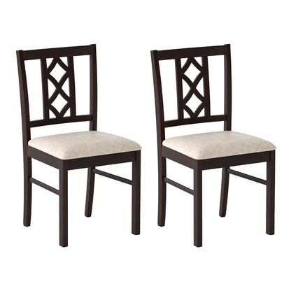 2-Piece Rubber Wood Dining Chairs, Hollowed Backrest, Walnut Dining Chairs Walnut at Gallery Canada