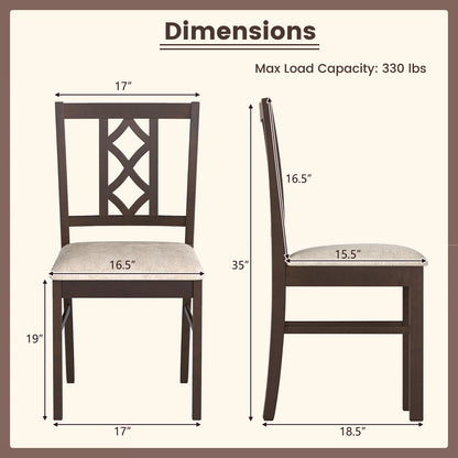 2-Piece Rubber Wood Dining Chairs, Hollowed Backrest, Walnut Dining Chairs at Gallery Canada