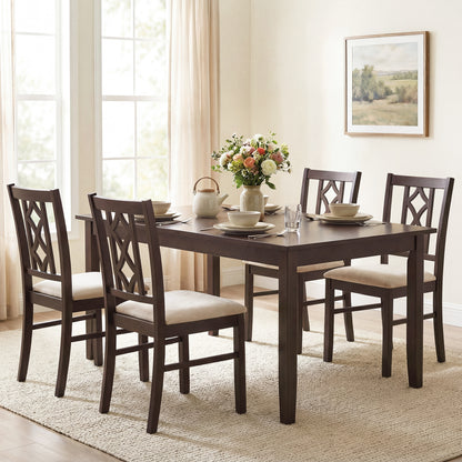 2-Piece Rubber Wood Dining Chairs, Hollowed Backrest, Walnut Dining Chairs at Gallery Canada