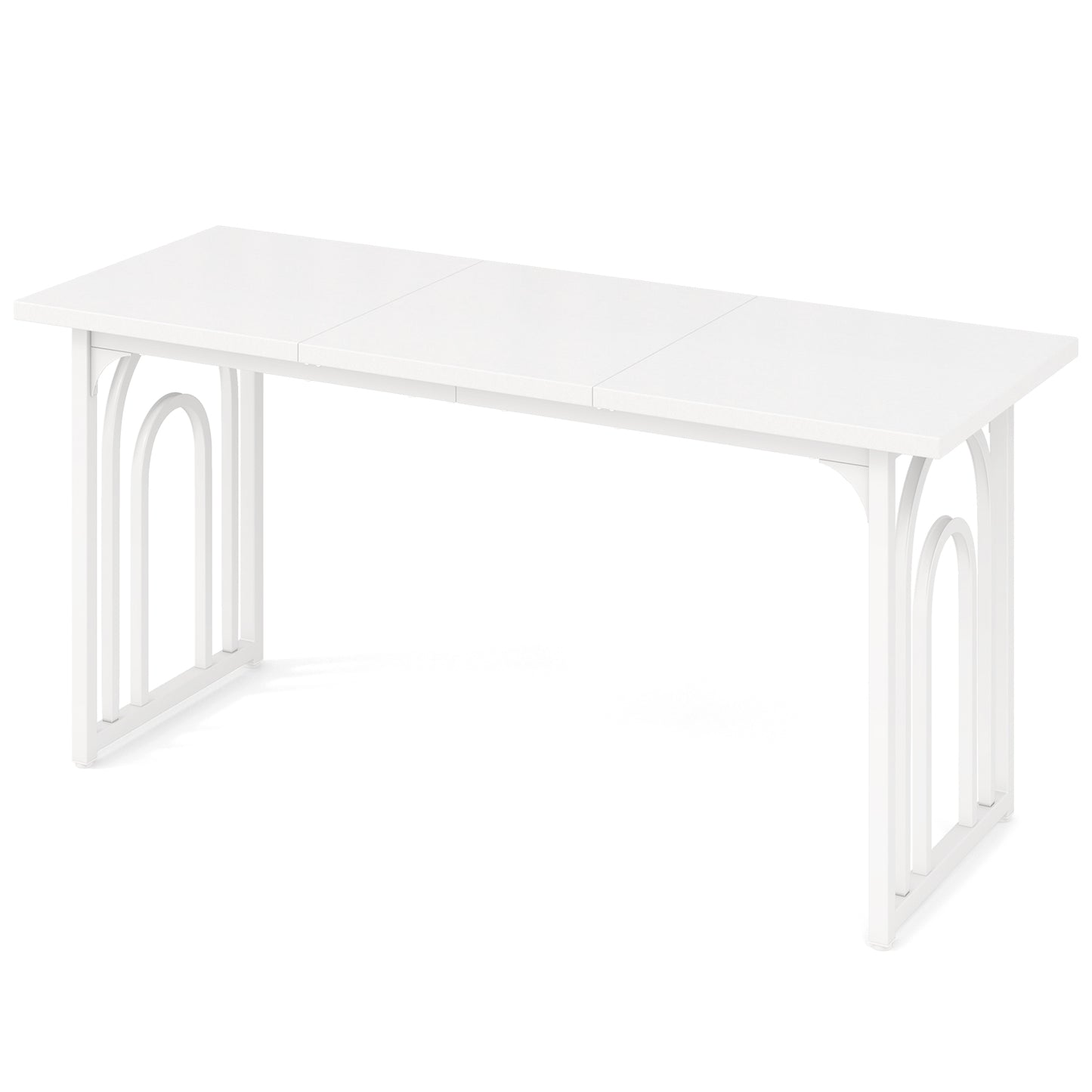 Dining Table for 6-8 People 63 Inch Rectangular Farmhouse Kitchen Table, White Dining Tables at Gallery Canada