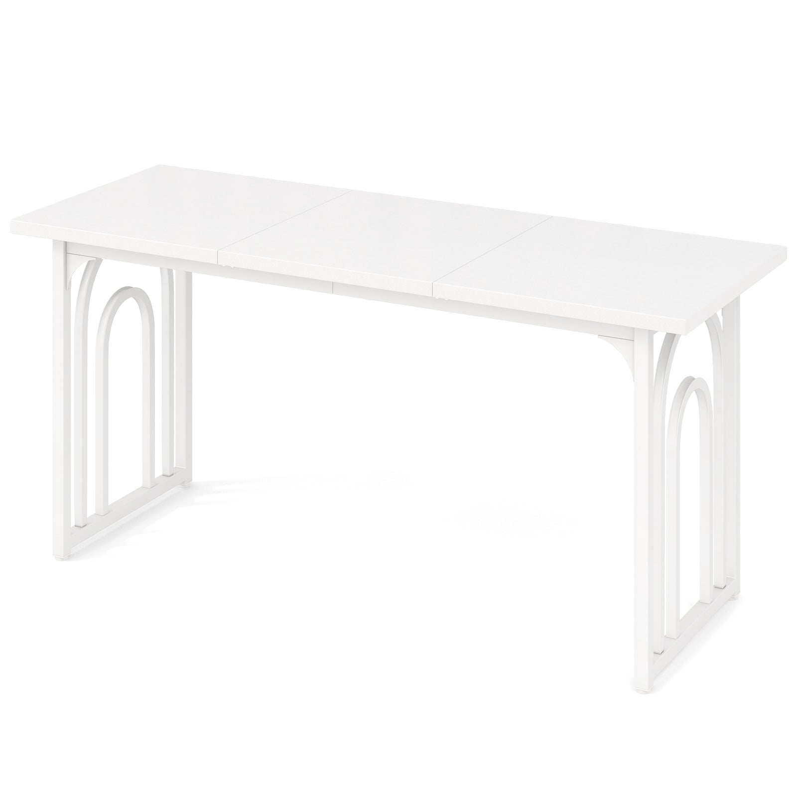 Dining Table for 6-8 People 63 Inch Rectangular Farmhouse Kitchen Table, White Dining Tables at Gallery Canada