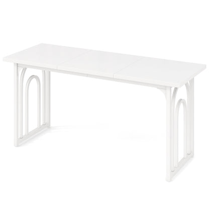 Dining Table for 6-8 People 63 Inch Rectangular Farmhouse Kitchen Table, White Dining Tables at Gallery Canada