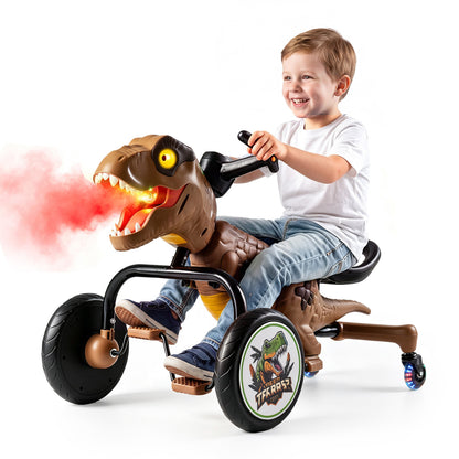 Dinosaur Drift Tricycle Lights Spray 360 Spin, Brown Push & Pedal Ride On Toys at Gallery Canada