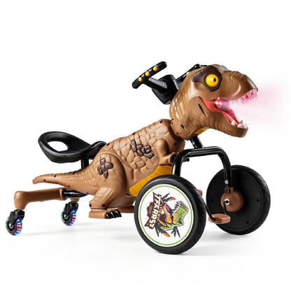 Dinosaur Drift Tricycle Lights Spray 360 Spin, Brown Push & Pedal Ride On Toys Brown at Gallery Canada