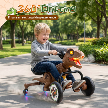 Dinosaur Drift Tricycle Lights Spray 360 Spin, Brown Push & Pedal Ride On Toys at Gallery Canada