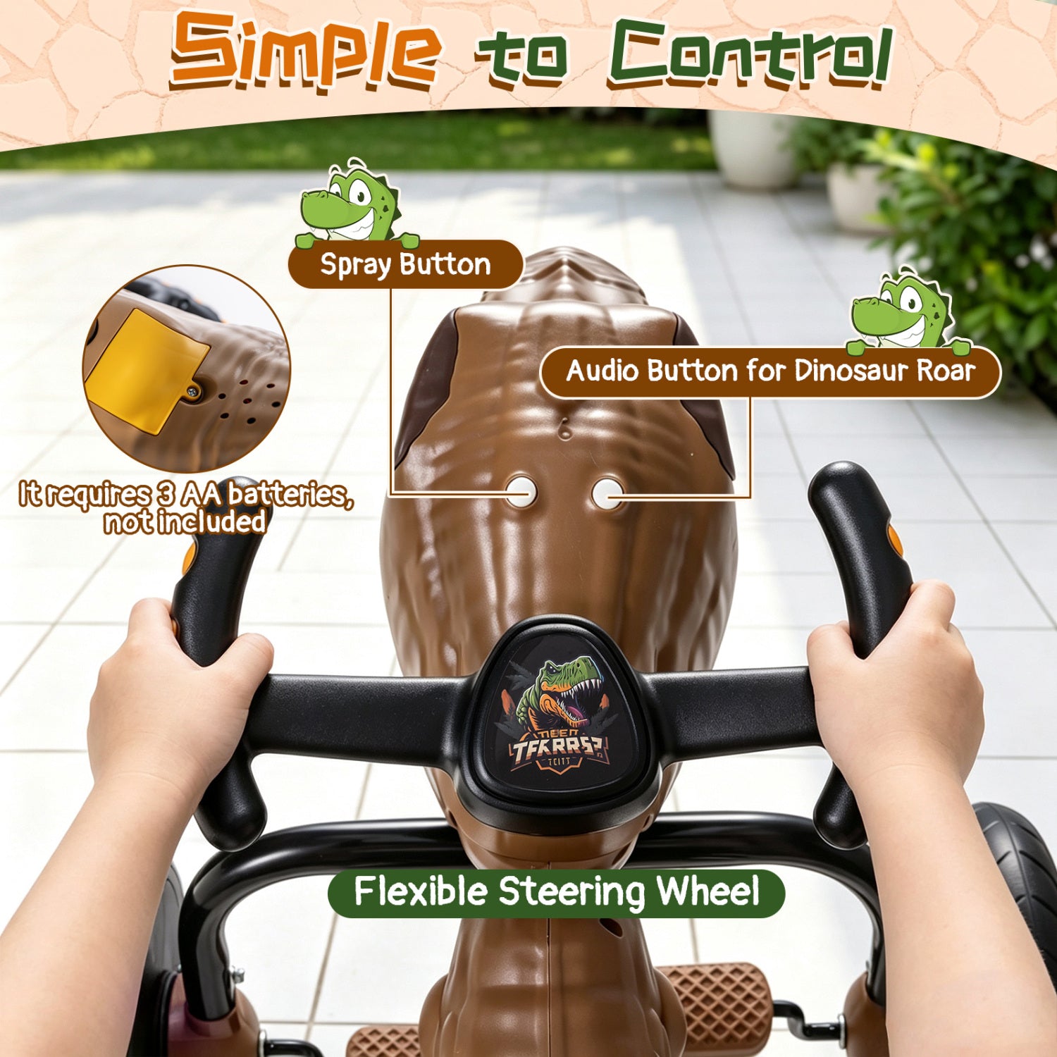 Dinosaur Drift Tricycle Lights Spray 360 Spin, Brown Push & Pedal Ride On Toys at Gallery Canada