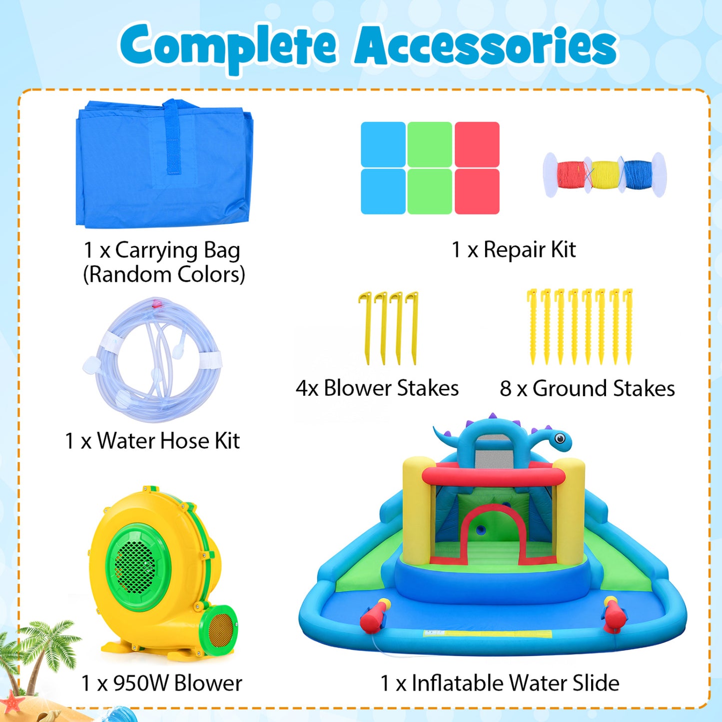 Dinosaur Inflatable Water Slide Park, Kids Bounce House, Multicolor Inflatable Water Slides at Gallery Canada