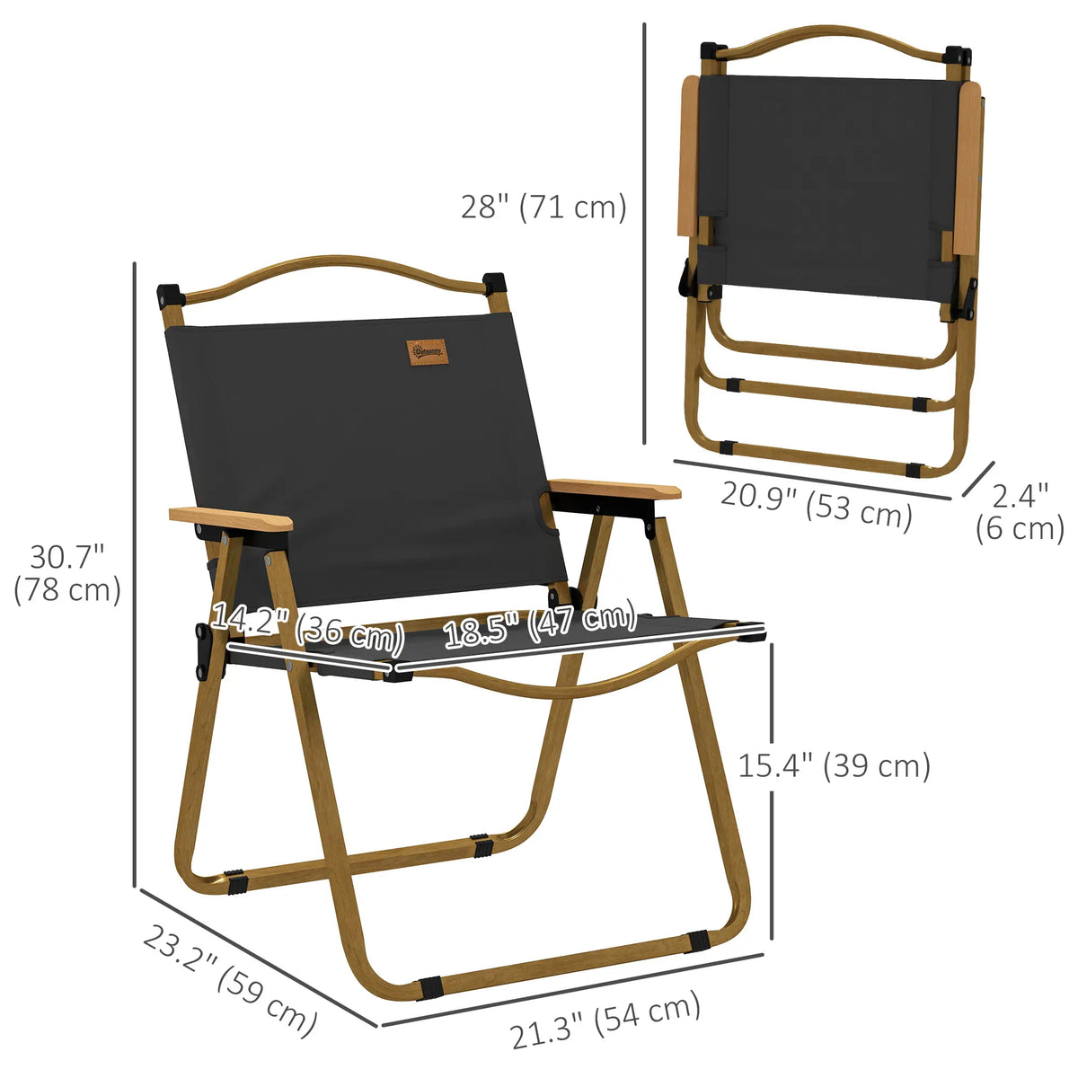 Lightweight Folding Camping Chair, Portable Armchair, Dark Grey Picnic Tables & Camping Chairs at Gallery Canada