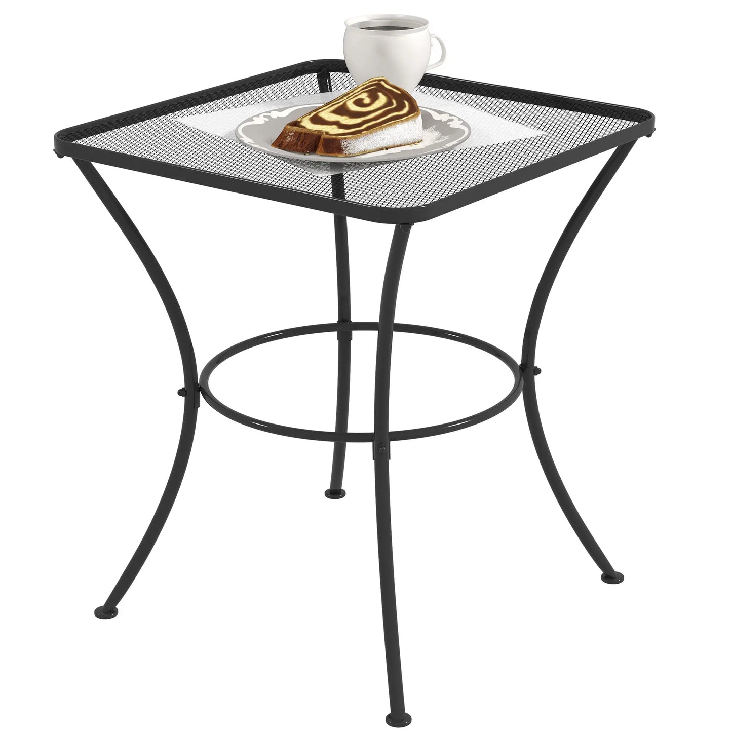 Square Metal Bistro Table, 23.6" x 23.6" x 27.6", Black Patio Side Tables Black at Gallery Canada