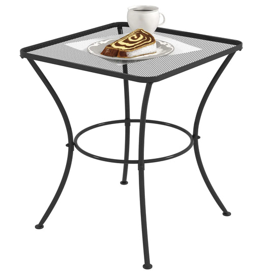 Square Metal Bistro Table, 23.6" x 23.6" x 27.6", Black Patio Side Tables Black at Gallery Canada
