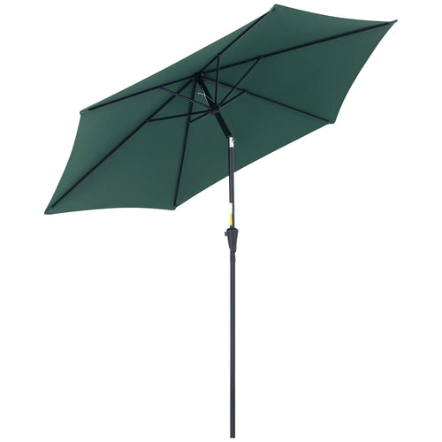 8.5FT Round Garden Parasol, 6 Ribs, Tilt Canopy, Crank Handle, Green