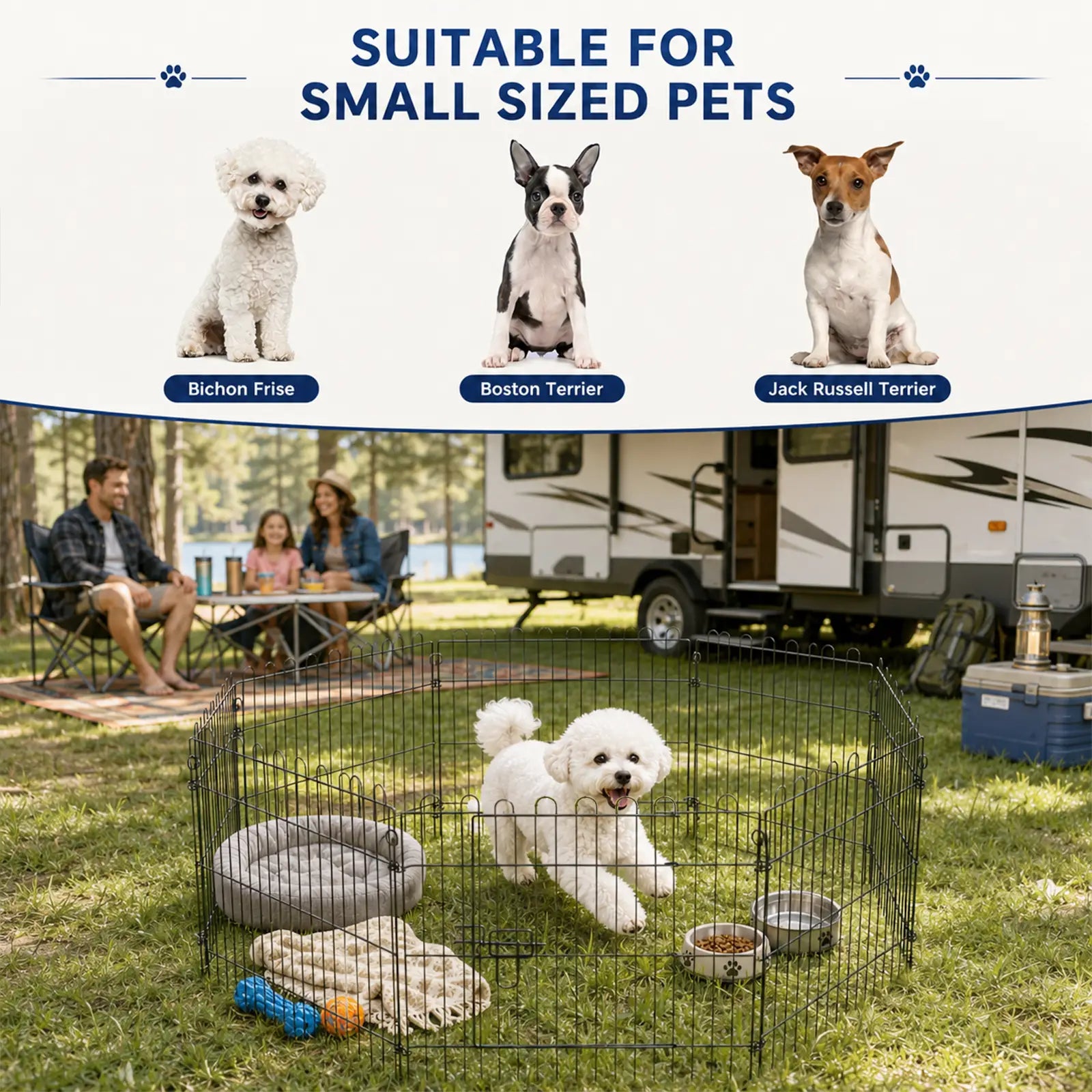 30inch 8-Panel Octagon Pet Playpen, Foldable Dog Cage, Black Houses, Kennels & Pens at Gallery Canada