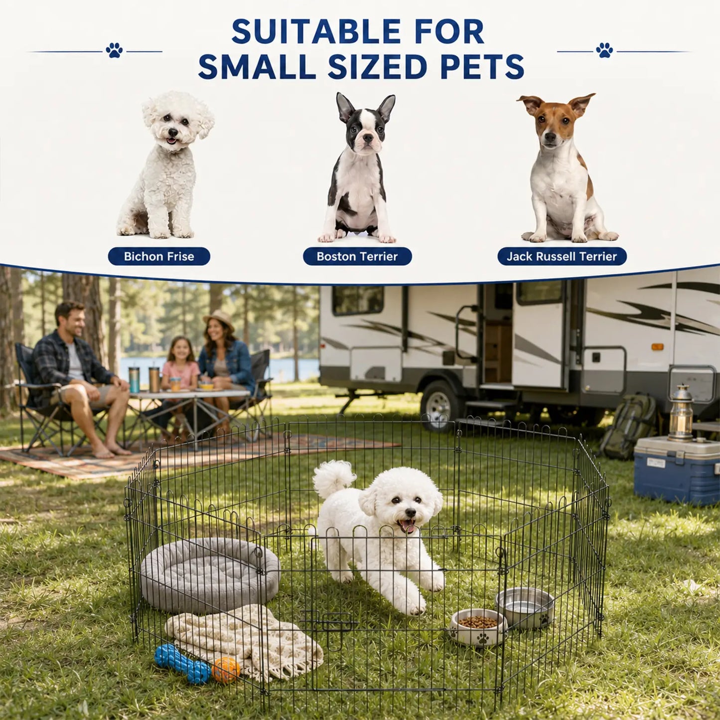 30inch 8-Panel Octagon Pet Playpen, Foldable Dog Cage, Black Houses, Kennels & Pens at Gallery Canada