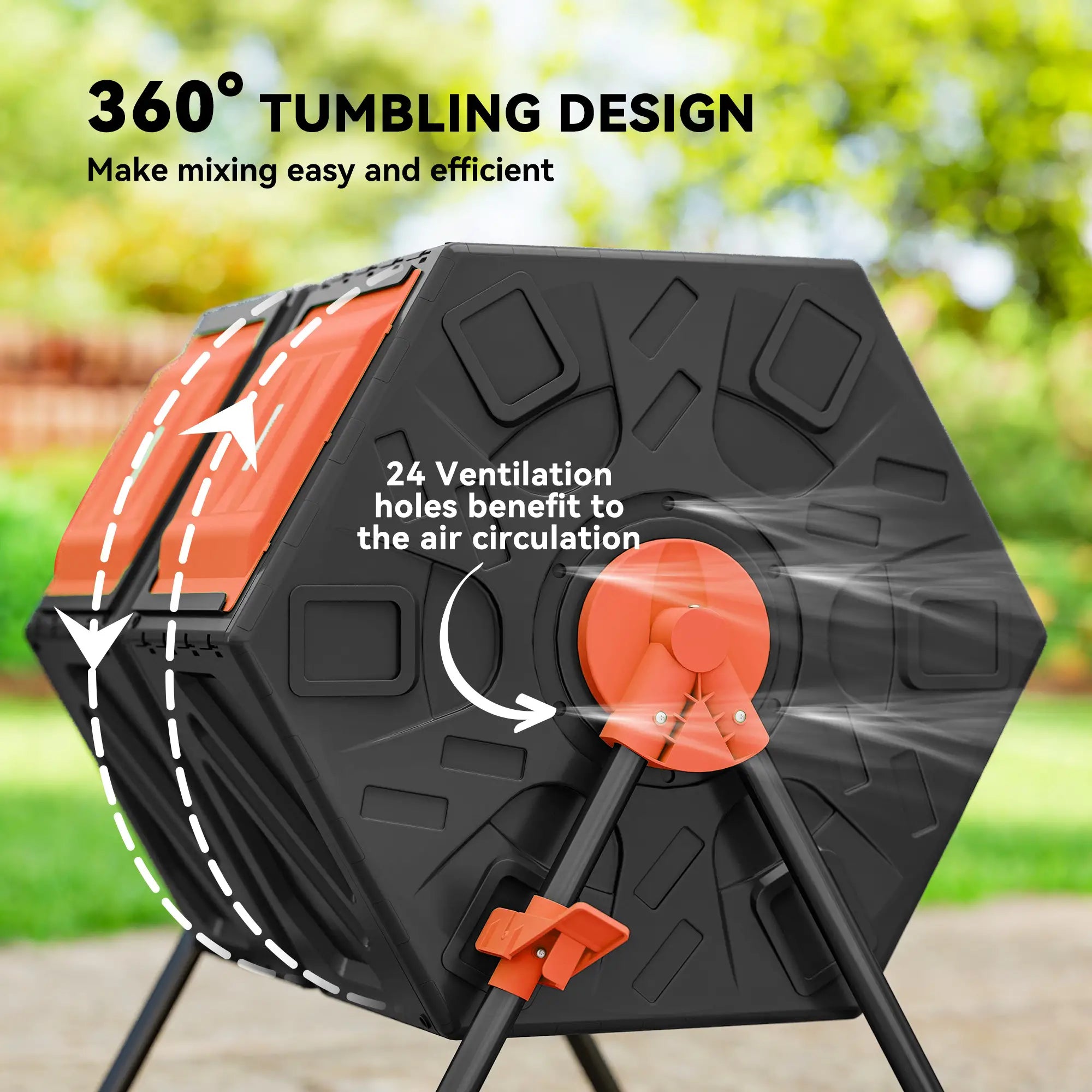 Rotating Composter, Dual Chamber Bin, 34.5 Gallon, Orange Outdoor Compost Bin at Gallery Canada