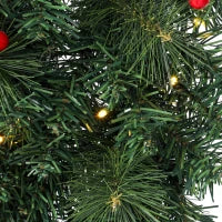 Couronne de Noël artificielle de 24 pouces, 50 lumières LED, nœud, vert