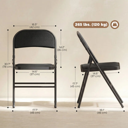 Metal Foldable Chairs, Set of 2, Linen Fabric Padded, Black Patio Chairs at Gallery Canada
