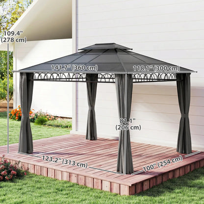 10' x 12' Outdoor Gazebo, Double Roof Hardtop, Polycarbonate Roof, Steel Frame Gazebos at Gallery Canada