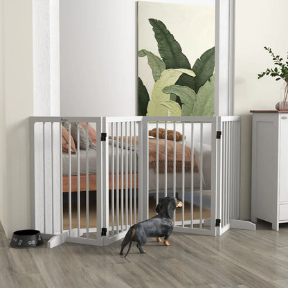 Free Standing Pet Gate, Foldable, 4 Panels, White
