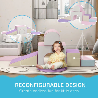 7 Piece Indoor Soft Play Set, Toddler Climb and Crawl, Pink/Purple Baby Gym & Playmats at Gallery Canada