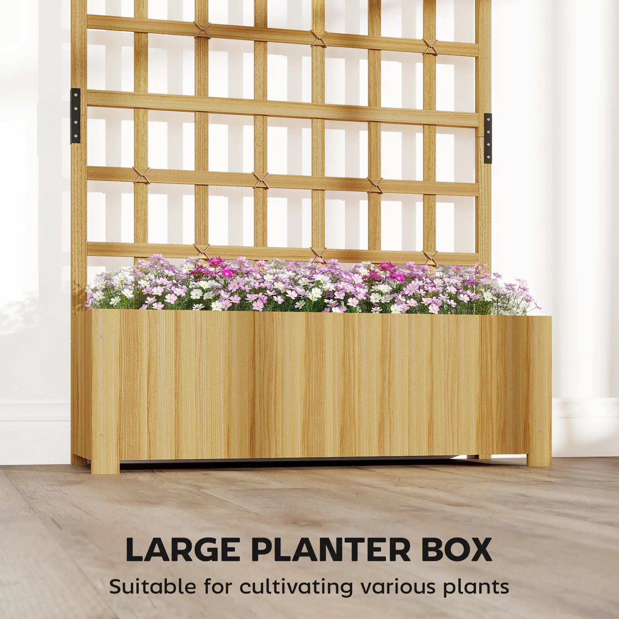 Wooden Raised Garden Bed with Trellis, Elevated Planter Box Wooden Planter Boxes at Gallery Canada