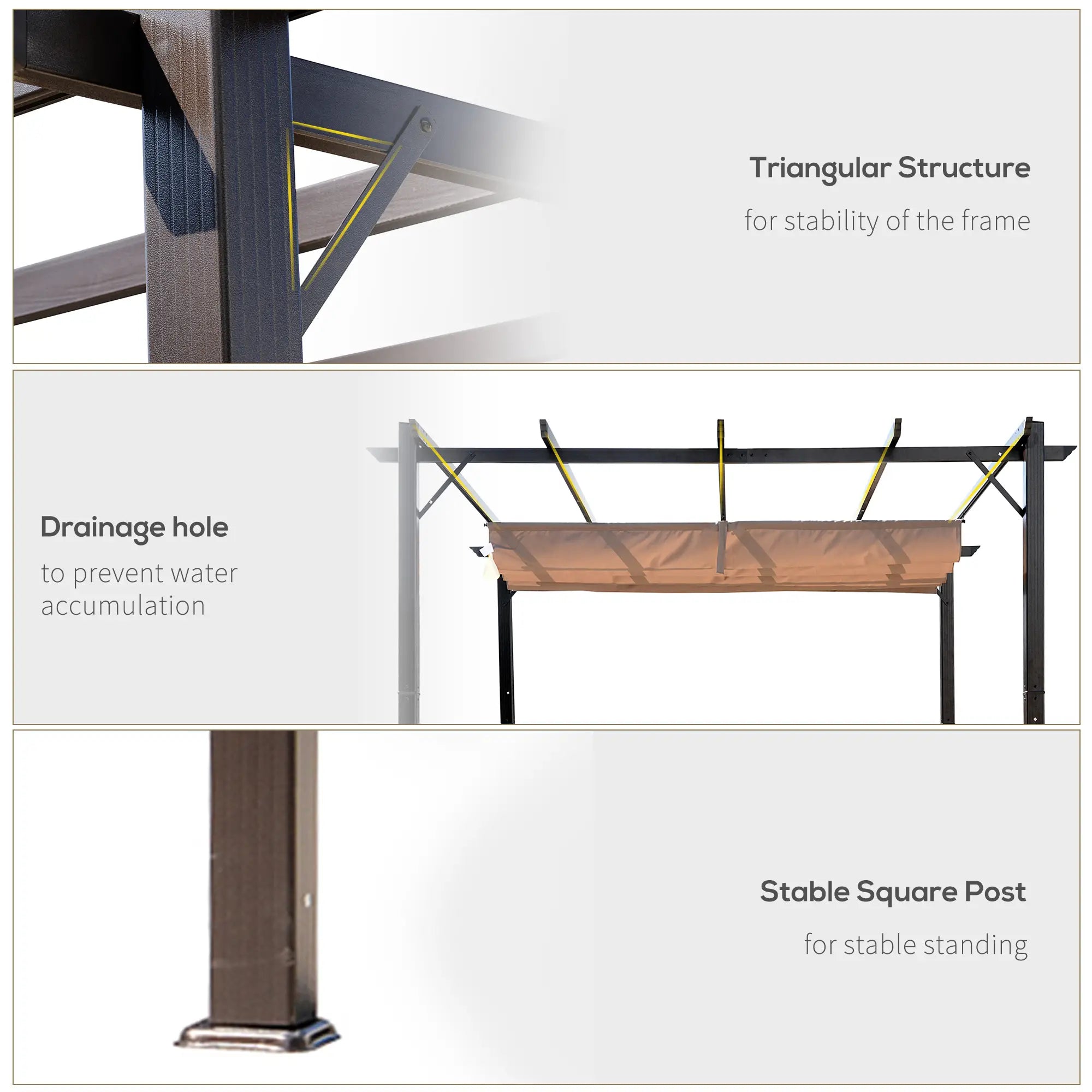 10' x 10' Aluminum Pergola Gazebo, Outdoor Canopy, Garden Sunshade Pergolas at Gallery Canada