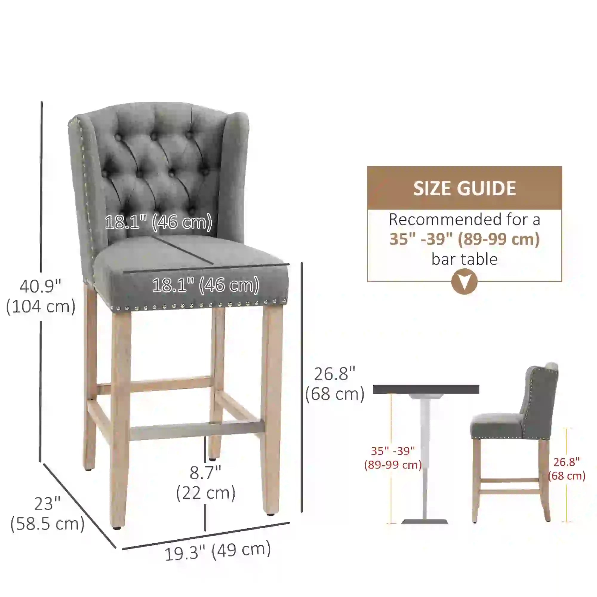 Counter Height Bar Stools Set of 2, Upholstered, Grey Bar Stools at Gallery Canada