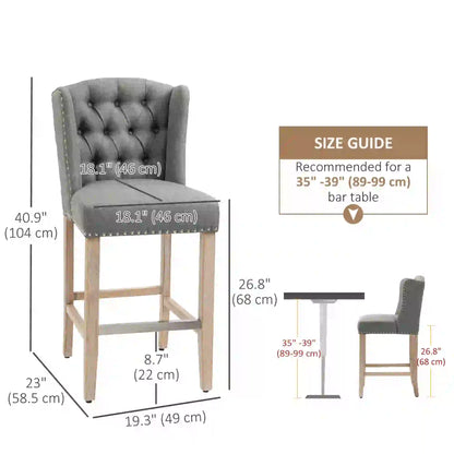 Counter Height Bar Stools Set of 2, Upholstered, Grey Bar Stools at Gallery Canada