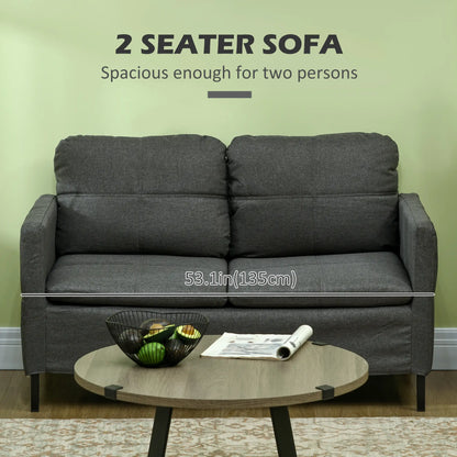 53" 2 Seat Sofa, Upholstered Two Seater Couch, Dark Grey 2-Seater Sofas at Gallery Canada