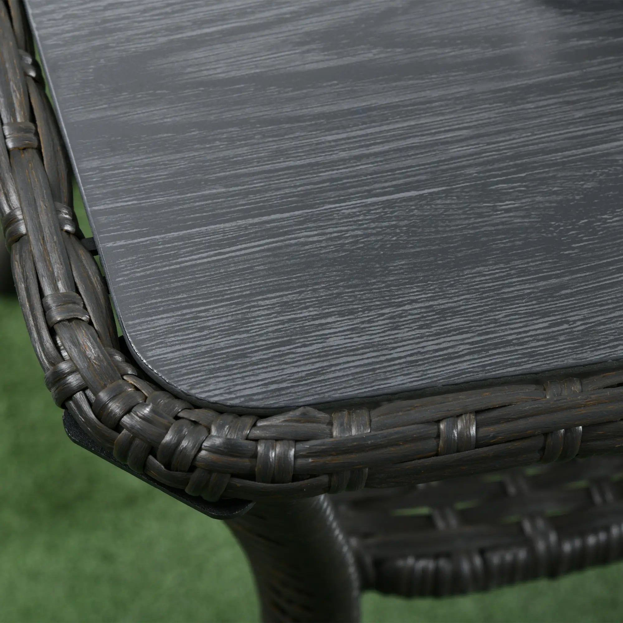 Outdoor PE Rattan Coffee Table with Storage, Glass Top, Black Patio Dinning Tables at Gallery Canada