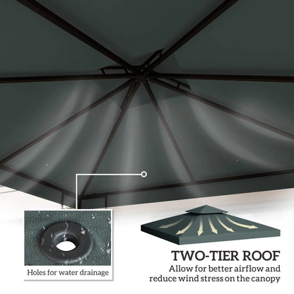 10' x 10' Square 2-Tier Gazebo Canopy, Charcoal Grey Gazebo Canopy Replacement at Gallery Canada