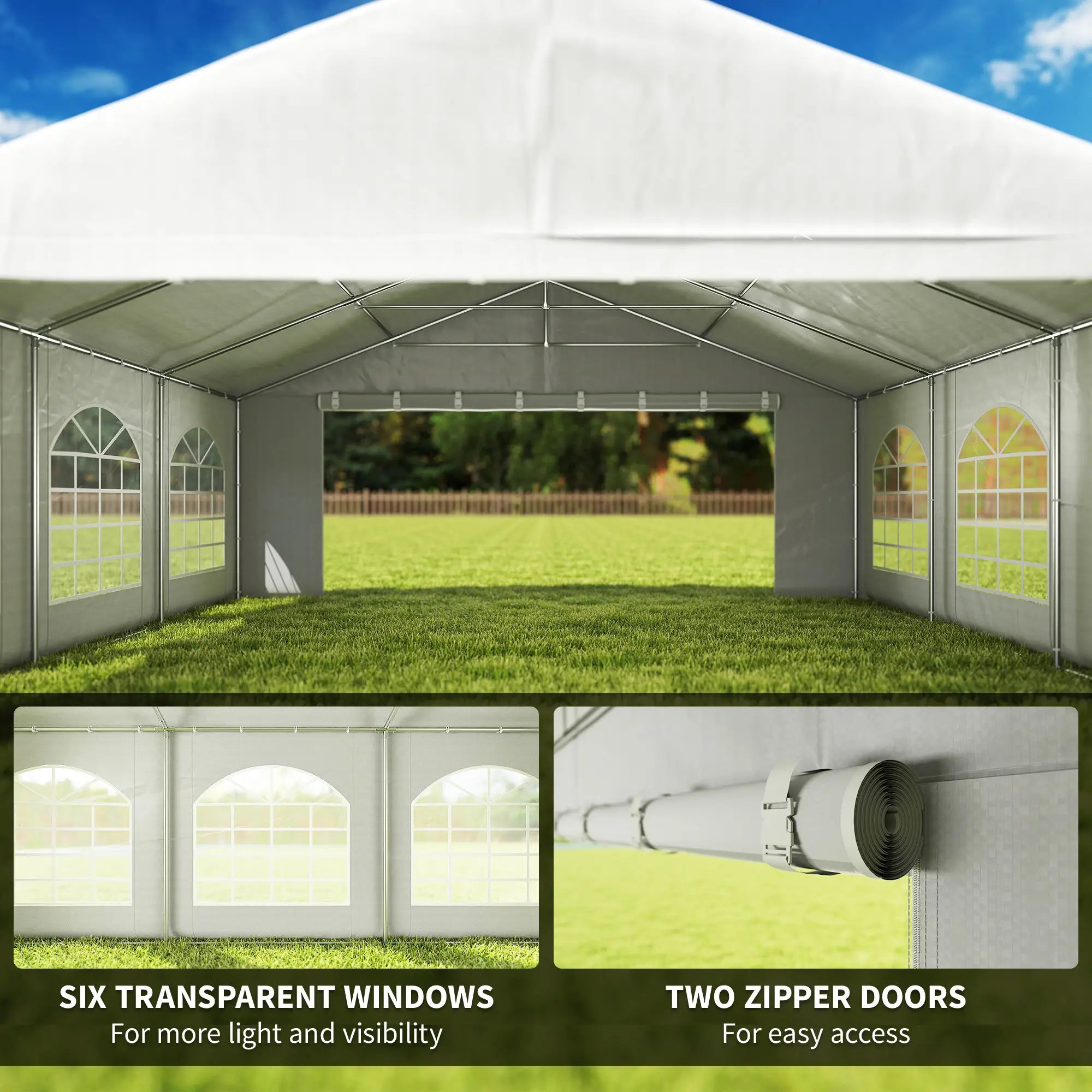 20' x 20' Heavy-Duty Wedding Tent, Outdoor Party Canopy With Sidewall, White Canopy Tents at Gallery Canada