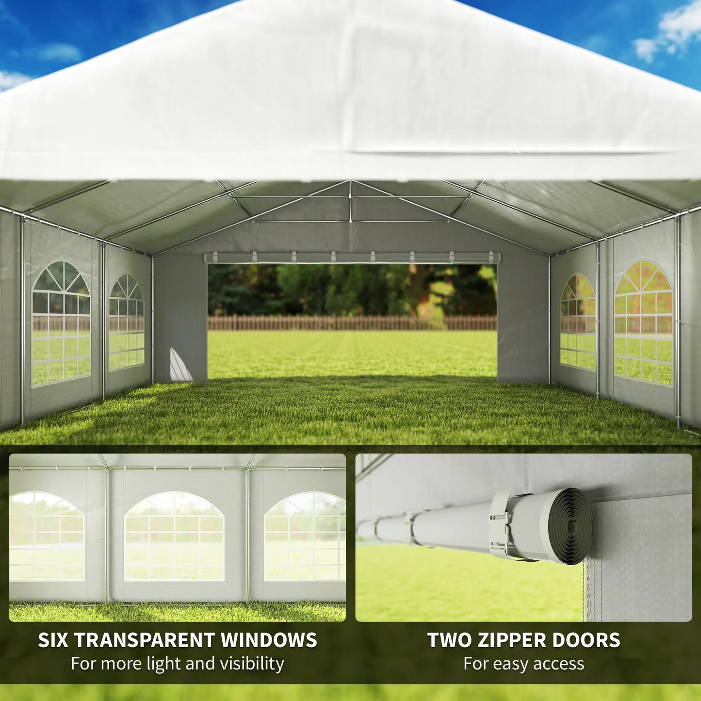 20' x 20' Heavy-Duty Wedding Tent, Outdoor Party Canopy With Sidewall, White Canopy Tents at Gallery Canada
