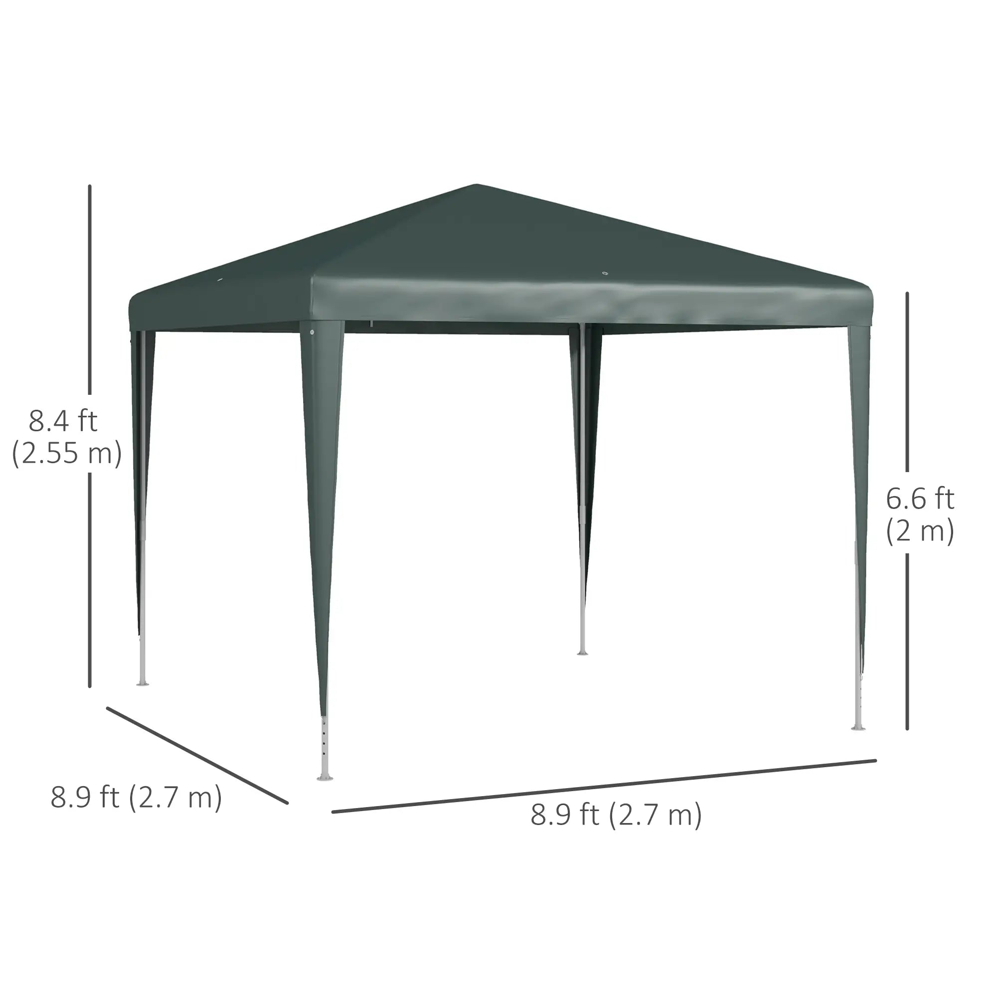 9' x 9' Portable Canopy Tent, Outdoor Sunshade for Weddings, Dark Green Canopy Tents at Gallery Canada