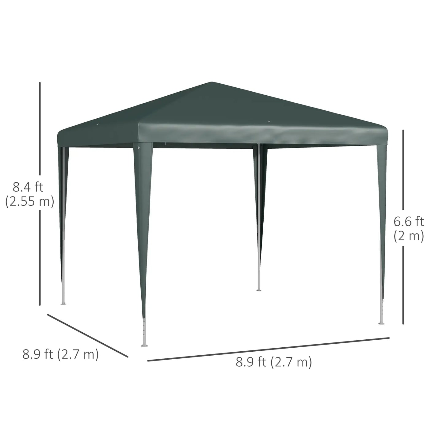 9' x 9' Portable Canopy Tent, Outdoor Sunshade for Weddings, Dark Green Canopy Tents at Gallery Canada