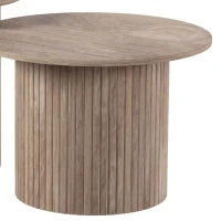 Round Nesting Coffee Table Set of 2, Fluted Mid Century Side Tables