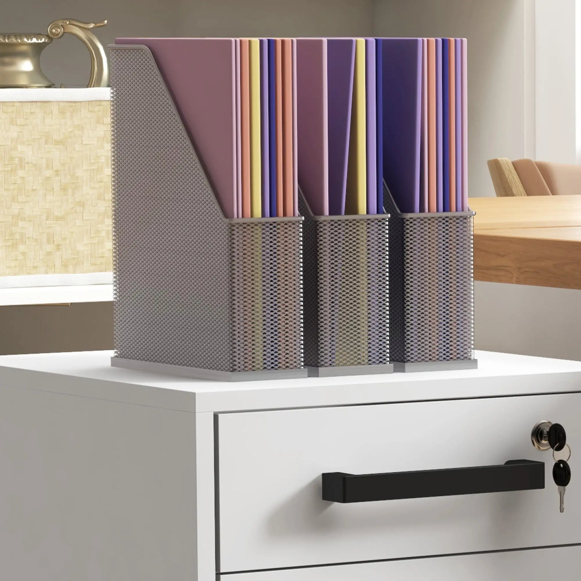 Lockable 3 Drawer File Cabinet, Hanging Bars, Letter A4 Size, White Office Cabinets & Cupboards at Gallery Canada