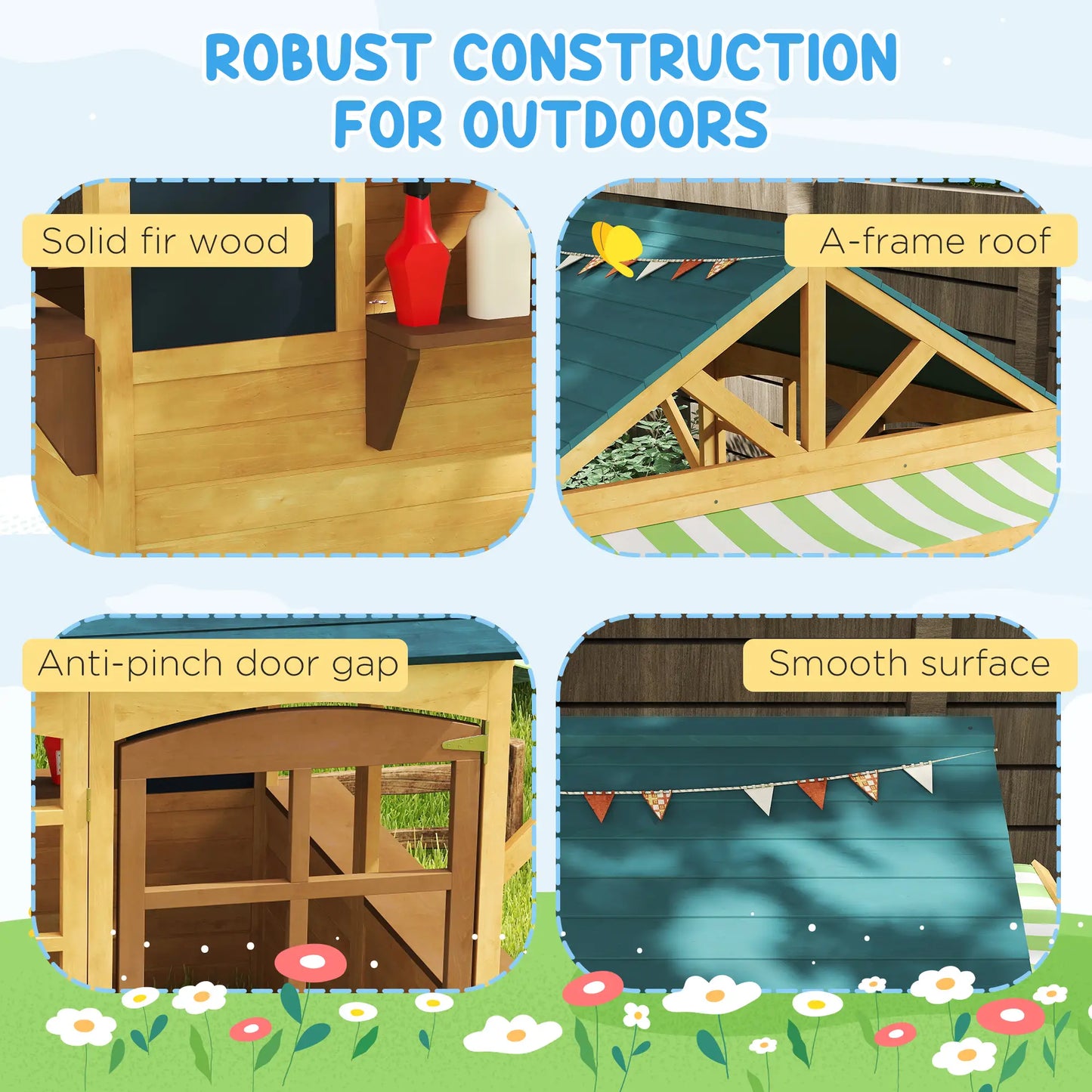 Foldable Wooden Playhouse for Kids, Snack Bar, Working Door, Brown Play Houses at Gallery Canada