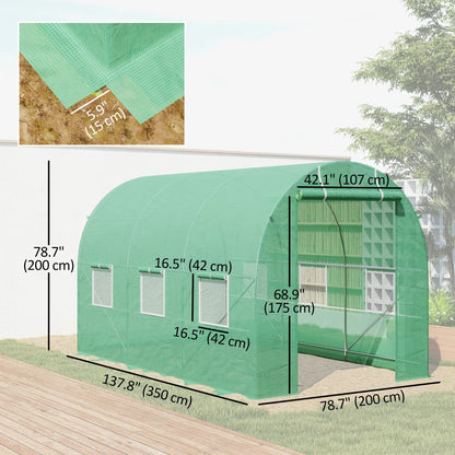 11.5' x 6.6' x 6.6' Walk-in Greenhouse, PE Cover, Roll Up Door, Windows, Green Walk In Greenhouses at Gallery Canada
