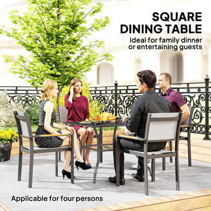 Square Outdoor Dining Table, Slatted Metal Top, 48 Inch, Dark Grey Patio Dinning Tables at Gallery Canada