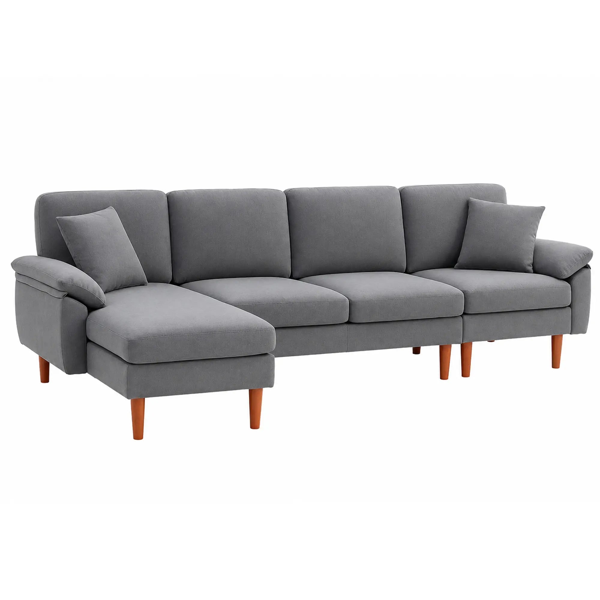 L-Shape Sofa, Modern Sectional Couch with Chaise Lounge, Dark Grey 3-Seater Sofas at Gallery Canada