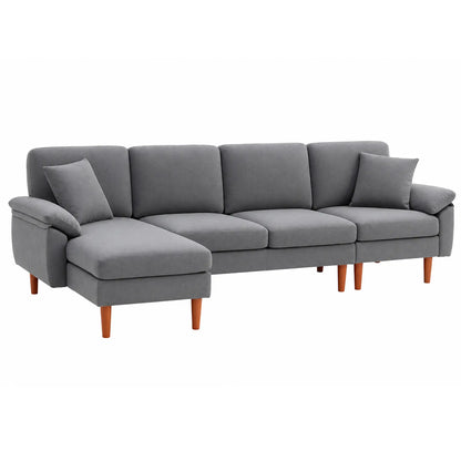L-Shape Sofa, Modern Sectional Couch with Chaise Lounge, Dark Grey 3-Seater Sofas at Gallery Canada