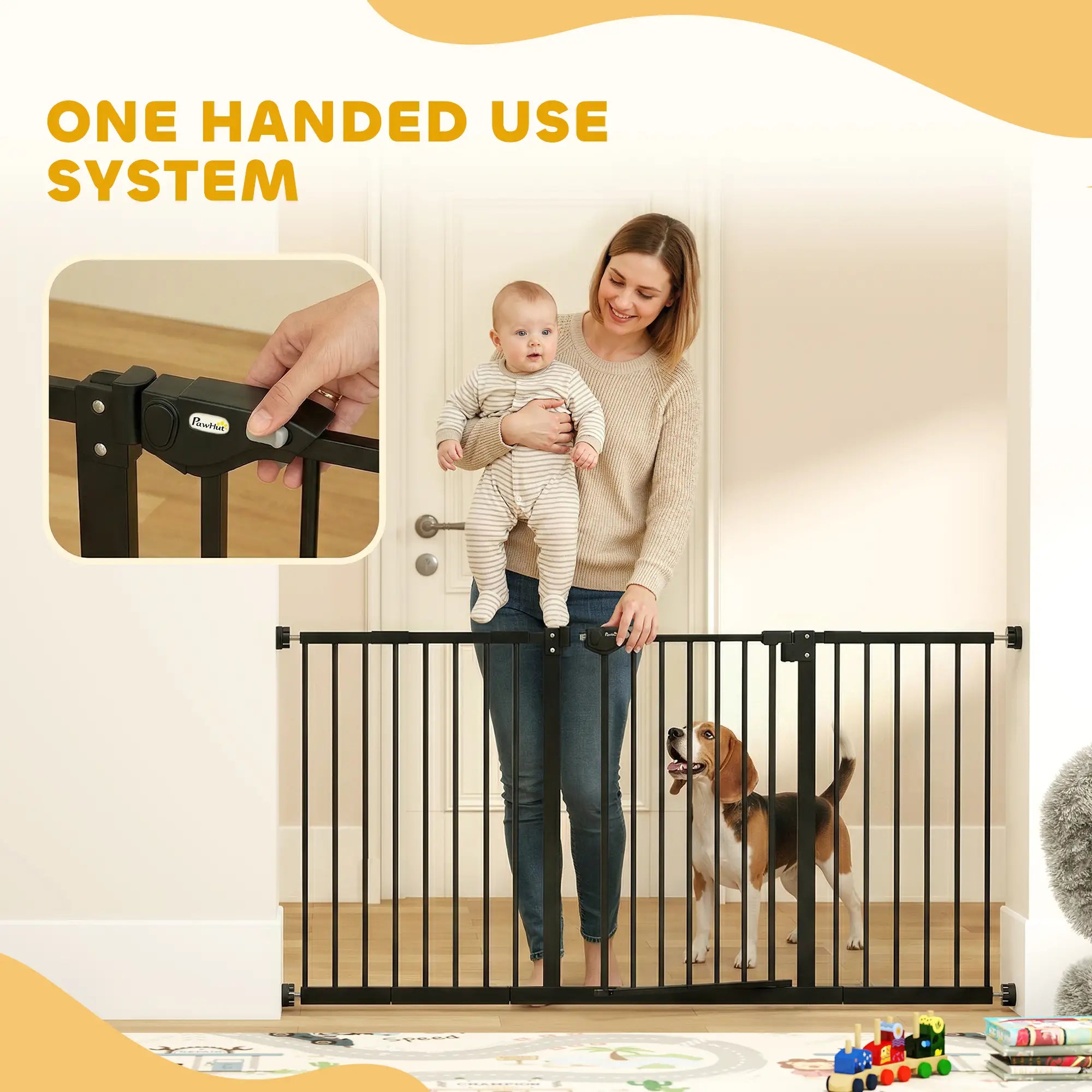 Pet Gate with Door, 30 Inch Tall, Includes Extensions Kit, Black Houses, Kennels & Pens at Gallery Canada